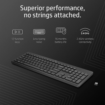 Клавіатура мембранна HP 230, 106key, WL, EN/UK, чорний (3L1E7AA) Клавіатура мембранна HP 230, 106key, WL, EN/UK, чорний (3L1E7AA)