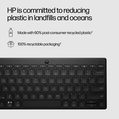 Клавіатура мембранна HP 350 Compact Multi-Device, 78key, BT, EN/UK, чорний (692S8AA) Клавіатура мембранна HP 350 Compact Multi-Device, 78key, BT, EN/UK, чорний (692S8AA)