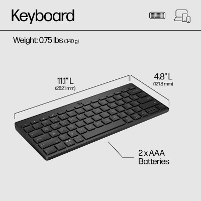 Клавіатура мембранна HP 350 Compact Multi-Device, 78key, BT, EN/UK, чорний (692S8AA) Клавіатура мембранна HP 350 Compact Multi-Device, 78key, BT, EN/UK, чорний (692S8AA)
