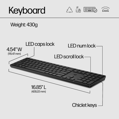 Клавіатура мембранна HP 450 Programmable, 108key, WL, EN/UK, чорний (4R184AA) Клавіатура мембранна HP 450 Programmable, 108key, WL, EN/UK, чорний (4R184AA)