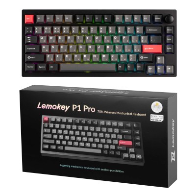 Клавіатура механічна Lemokey P1 Pro 84Key, Keychron Super Banana, WL/BT/USB-A, QMK/VIA, Hot-Swap, EN/UKR, RGB, Knob, Carbon Blac Клавіатура механічна Lemokey P1 Pro 84Key, Keychron Super Banana, WL/BT/USB-A, QMK/VIA, Hot-Swap, EN/UKR, RGB, Knob, Carbon Blac