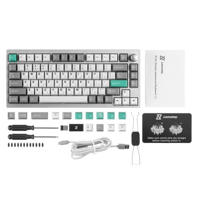 Клавіатура механічна Lemokey P1 Pro 84Key, Keychron Super Banana, WL/BT/USB-A, QMK/VIA, Hot-Swap, EN/UKR, RGB, Knob, Space Silve Клавіатура механічна Lemokey P1 Pro 84Key, Keychron Super Banana, WL/BT/USB-A, QMK/VIA, Hot-Swap, EN/UKR, RGB, Knob, Space Silve