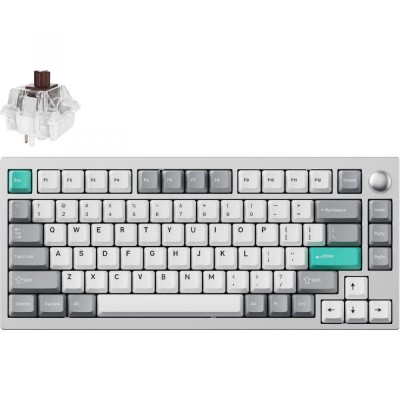 Клавіатура механічна Lemokey P1 Pro 84Key, Keychron Super Brown, WL/BT/USB-A, QMK/VIA, Hot-Swap, EN/UKR, RGB, Knob, Space Silver Клавіатура механічна Lemokey P1 Pro 84Key, Keychron Super Brown, WL/BT/USB-A, QMK/VIA, Hot-Swap, EN/UKR, RGB, Knob, Space Silver
