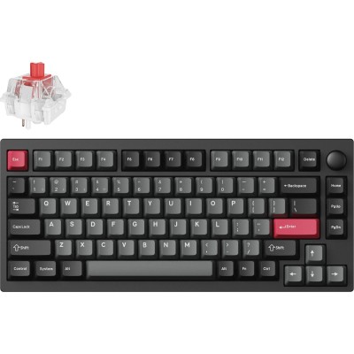 Клавіатура механічна Lemokey P1 Pro 84Key, Keychron Super Red, WL/BT/USB-A, QMK/VIA, Hot-Swap, EN/UKR, RGB, Knob, Carbon Black ( Клавіатура механічна Lemokey P1 Pro 84Key, Keychron Super Red, WL/BT/USB-A, QMK/VIA, Hot-Swap, EN/UKR, RGB, Knob, Carbon Black (