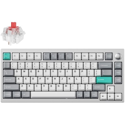 Клавіатура механічна Lemokey P1 Pro 84Key, Keychron Super Red, WL/BT/USB-A, QMK/VIA, Hot-Swap, EN/UKR, RGB, Knob, Space Silver ( Клавіатура механічна Lemokey P1 Pro 84Key, Keychron Super Red, WL/BT/USB-A, QMK/VIA, Hot-Swap, EN/UKR, RGB, Knob, Space Silver (