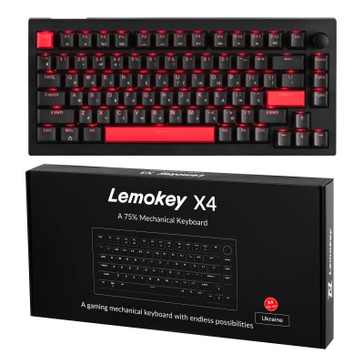 Клавіатура механічна Lemokey X4 84Key, Keychron Brown, USB-A, QMK/VIA, Hot-Swap, EN/UKR, Red led, чорний (X4-A3-UA) Клавіатура механічна Lemokey X4 84Key, Keychron Brown, USB-A, QMK/VIA, Hot-Swap, EN/UKR, Red led, чорний (X4-A3-UA)