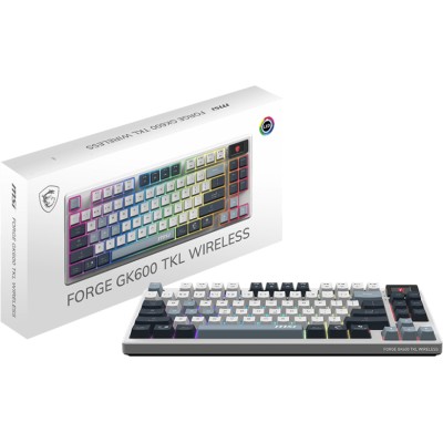 Клавіатура механічна MSI FORGE GK600 TKL W SKY UA 104key, mechanical Linear, USB-A, Wireless, Bluetooth, EN/UKR/RU, RGB, білий ( Клавіатура механічна MSI FORGE GK600 TKL W SKY UA 104key, mechanical Linear, USB-A, Wireless, Bluetooth, EN/UKR/RU, RGB, білий (