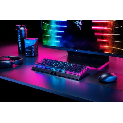 Клавіатура механічна Razer BlackWidow V3 Mini HyperSpeed 68key, Green Switch, USB-A/WL/BT, EN/RU, RGB, чорний (RZ03-03891600-R3R Клавіатура механічна Razer BlackWidow V3 Mini HyperSpeed 68key, Green Switch, USB-A/WL/BT, EN/RU, RGB, чорний (RZ03-03891600-R3R