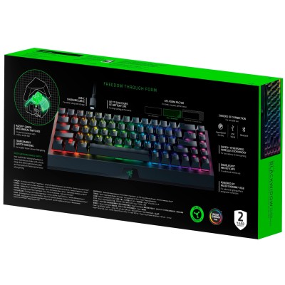 Клавіатура механічна Razer BlackWidow V3 Mini HyperSpeed 68key, Green Switch, USB-A/WL/BT, EN/RU, RGB, чорний (RZ03-03891600-R3R Клавіатура механічна Razer BlackWidow V3 Mini HyperSpeed 68key, Green Switch, USB-A/WL/BT, EN/RU, RGB, чорний (RZ03-03891600-R3R