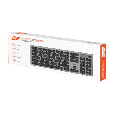 Клавіатура ножнична 2E KS270 109key, WL/BT, EN/UK, сіро-чорний (2E-KS270WBGR_UA) Клавіатура ножнична 2E KS270 109key, WL/BT, EN/UK, сіро-чорний (2E-KS270WBGR_UA)