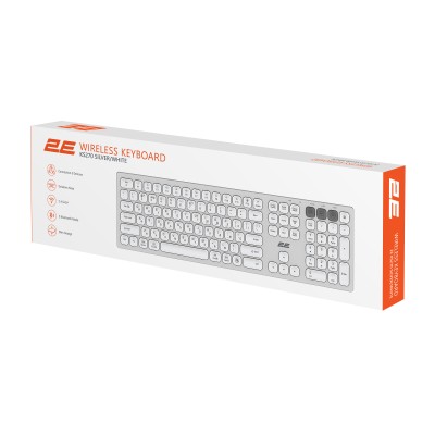 Клавіатура ножнична 2E KS270 109key, WL/BT, EN/UK, сріблясто-білий (2E-KS270WBWH_UA) Клавіатура ножнична 2E KS270 109key, WL/BT, EN/UK, сріблясто-білий (2E-KS270WBWH_UA)