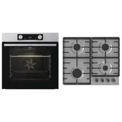 Комплект Gorenje (духовка електрична BO6737E02XK + варильна поверхня газова G642ABX), 743550, нерж. (SET_BO6737E02XK_G642ABX)