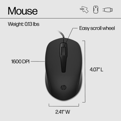 Комплект клавіатура та миша НР 150, USB-A, EN/RU, чорний (240J7AA) Комплект клавіатура та миша НР 150, USB-A, EN/RU, чорний (240J7AA)