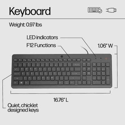 Комплект клавіатура та миша НР 150, USB-A, EN/RU, чорний (240J7AA) Комплект клавіатура та миша НР 150, USB-A, EN/RU, чорний (240J7AA)