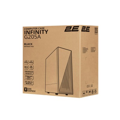 Корпус 2E GAMING Infinity G205A без БЖ 2xUSB3.0, 1xUSBType-C, 1x120мм ARGB, 2x120мм, VGA 345мм, LCS ready, TG Side Panel, ATX, ч Корпус 2E GAMING Infinity G205A без БЖ 2xUSB3.0, 1xUSBType-C, 1x120мм ARGB, 2x120мм, VGA 345мм, LCS ready, TG Side Panel, ATX, ч