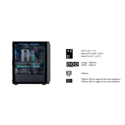Корпус SilverStone Fara FA511Z-BG без БЖ, 2xUSB3.0, 3x120мм, ARGB VGA 360мм, LCS ready, TG Side Panel, ATX, чорний (SST-FA511Z-B Корпус SilverStone Fara FA511Z-BG без БЖ, 2xUSB3.0, 3x120мм, ARGB VGA 360мм, LCS ready, TG Side Panel, ATX, чорний (SST-FA511Z-B