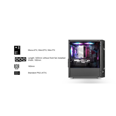 Корпус SilverStone Fara FAH1MB-PRO без БЖ, 1xUSB3.0, 2xUSB2.0, 3x120мм, ARGB VGA 320мм, LCS ready, TG Side Panel, mATX, чорний ( Корпус SilverStone Fara FAH1MB-PRO без БЖ, 1xUSB3.0, 2xUSB2.0, 3x120мм, ARGB VGA 320мм, LCS ready, TG Side Panel, mATX, чорний (