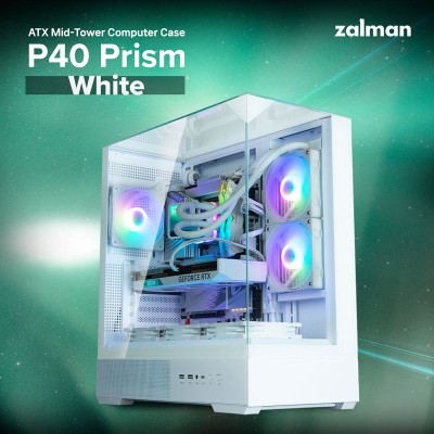 Корпус Zalman P40 Prism без БЖ, 2xUSB3.0, 1xUSBType-C, 1x120мм ARGB, VGA 420мм, LCS ready, TG 3x Panels, ATX, білий (P40PRISMWHI Корпус Zalman P40 Prism без БЖ, 2xUSB3.0, 1xUSBType-C, 1x120мм ARGB, VGA 420мм, LCS ready, TG 3x Panels, ATX, білий (P40PRISMWHI
