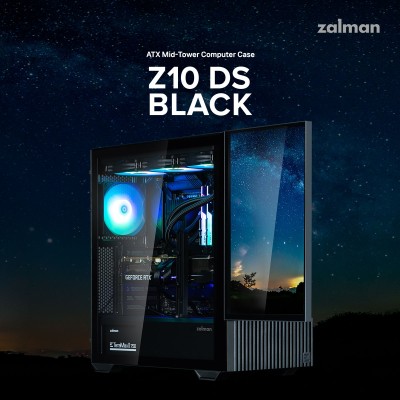 Корпус Zalman Z10 DS, без БЖ, 2xUSB3.0, 1хUSB Type-C, 2х120мм, 1x120мм ARGB, TG Side Panel, ATX, Monitor, чорний (Z10DSBLACK) Корпус Zalman Z10 DS, без БЖ, 2xUSB3.0, 1хUSB Type-C, 2х120мм, 1x120мм ARGB, TG Side Panel, ATX, Monitor, чорний (Z10DSBLACK)