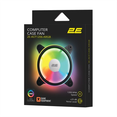 Корпусний вентилятор 2E GAMING Air Cool ACF1206-ARGB, 120мм, 1200rpm, 6pin, 25dBa, чорний Корпусний вентилятор 2E GAMING Air Cool ACF1206-ARGB, 120мм, 1200rpm, 6pin, 25dBa, чорний