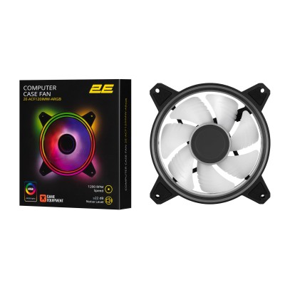 Корпусний вентилятор 2E GAMING Air Cool Infinity M ACF120IMW-ARGB, 120мм, 1200rpm, 3pin, 3pin +5VARGB, 22dBa, чорний Корпусний вентилятор 2E GAMING Air Cool Infinity M ACF120IMW-ARGB, 120мм, 1200rpm, 3pin, 3pin +5VARGB, 22dBa, чорний