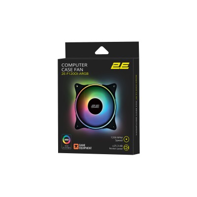 Корпусний вентилятор 2E GAMING F120OI-ARGB, 120мм, 1200rpm, 3pin, 3pin +5VARGB, 25.3dBa, чорний Корпусний вентилятор 2E GAMING F120OI-ARGB, 120мм, 1200rpm, 3pin, 3pin +5VARGB, 25.3dBa, чорний
