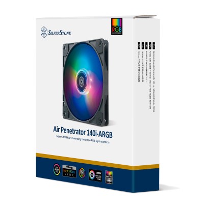 Корпусний вентилятор Silver Stone Air Penetrator AP140I-ARGB 140мм, 500-2000rpm, 4pin PWM, 3pin +5VARGB, 14.9-41.3dBa, чорний Корпусний вентилятор Silver Stone Air Penetrator AP140I-ARGB 140мм, 500-2000rpm, 4pin PWM, 3pin +5VARGB, 14.9-41.3dBa, чорний