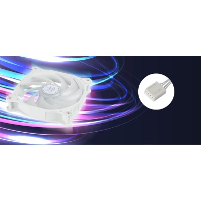 Корпусний вентилятор SilverStone Air Blazer 120RW-ARGB, 120мм, 600-2200rpm, 4pin PWM, 3pin +5VARGB, 7.4-35.6dBa, білий Корпусний вентилятор SilverStone Air Blazer 120RW-ARGB, 120мм, 600-2200rpm, 4pin PWM, 3pin +5VARGB, 7.4-35.6dBa, білий