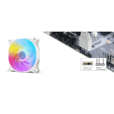 Корпусний вентилятор SilverStone Air Blazer 120RW-ARGB, 120мм, 600-2200rpm, 4pin PWM, 3pin +5VARGB, 7.4-35.6dBa, білий Корпусний вентилятор SilverStone Air Blazer 120RW-ARGB, 120мм, 600-2200rpm, 4pin PWM, 3pin +5VARGB, 7.4-35.6dBa, білий