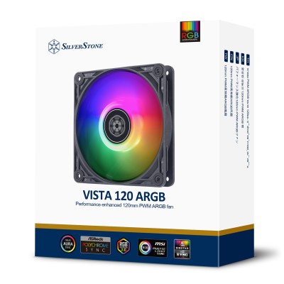 Корпусний вентилятор SilverStone Vista VS120B-ARGB, 120мм, 2000rpm, 4pin PWM, 3pin +5VARGB, 30.6dBa, чорний Корпусний вентилятор SilverStone Vista VS120B-ARGB, 120мм, 2000rpm, 4pin PWM, 3pin +5VARGB, 30.6dBa, чорний