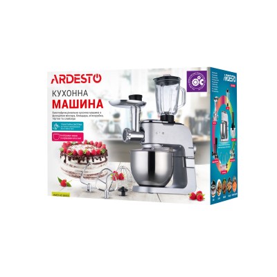 Кухонна машина Ardesto 1500Вт, чаша-метал, корпус-метал, насадок-10, сріблясто-сірий (KMCH-K1500SS) Кухонна машина Ardesto 1500Вт, чаша-метал, корпус-метал, насадок-10, сріблясто-сірий (KMCH-K1500SS)