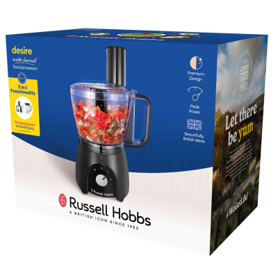 Кухонна машина Russell Hobbs Desire Matte Charcoal, 600Вт, чаша-пластик, корпус-пластик, насадок-4, чорний (27111-56) Кухонна машина Russell Hobbs Desire Matte Charcoal, 600Вт, чаша-пластик, корпус-пластик, насадок-4, чорний (27111-56)
