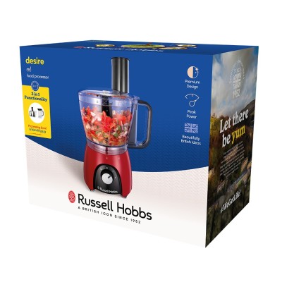 Кухонна машина Russell Hobbs Desire Red, 600Вт, чаша-пластик, корпус-пластик, насадок-4, червоний (27110-56)