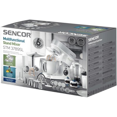 Кухонна машина Sencor 1200Вт, чаша-метал, корпус-пластик, насадок-19, білий (STM3789SL) Кухонна машина Sencor 1200Вт, чаша-метал, корпус-пластик, насадок-19, білий (STM3789SL)