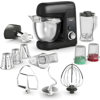 Кухонна машина Tefal Bake Partner 1100Вт, чаша-метал, корпус-пластик, насадок-8, чорний (QB525838) Кухонна машина Tefal Bake Partner 1100Вт, чаша-метал, корпус-пластик, насадок-8, чорний (QB525838)