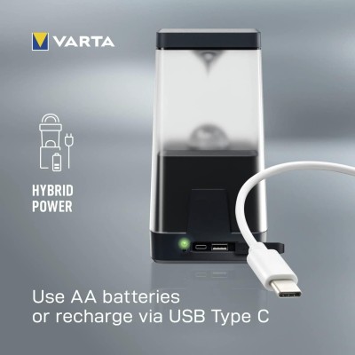 Ліхтар VARTA Кемпінговий Ambiance L30RH з гібридною системою живлення акумулятор/батарейки, IP54, до 500 люмен, до 370 годин роб Ліхтар VARTA Кемпінговий Ambiance L30RH з гібридною системою живлення акумулятор/батарейки, IP54, до 500 люмен, до 370 годин роб