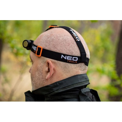 Ліхтар налобний акумулятор/батарейки Neo Tools, 4000мА•год або ААх3, 2000лм, 20Вт, 5 функцій освітлення, IPX4 (99-029)