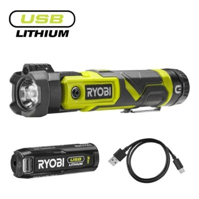 Ліхтар ручний акумуляторний Ryobi USB Lithium RLP4-120G, 4В, 2А·год, 640лм, 3 функції освітлення, поворотна головка, магніт (513 Ліхтар ручний акумуляторний Ryobi USB Lithium RLP4-120G, 4В, 2А·год, 640лм, 3 функції освітлення, поворотна головка, магніт (513