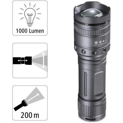 Ліхтар ручний на батарейках Hama Ultra Pro LED Torch, AAAx4, 1000лм, 10Вт, LED, 4 функції освітлення, чорний (00185801) Ліхтар ручний на батарейках Hama Ultra Pro LED Torch, AAAx4, 1000лм, 10Вт, LED, 4 функції освітлення, чорний (00185801)