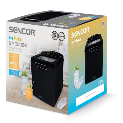 Льодогенератор побутовий Sencor SIM3000BK, 105 Вт, 12 кг/добу, об'єм 1.9л, приготування за 9 хв, 2 розміри льоду, чорний Льодогенератор побутовий Sencor SIM3000BK, 105 Вт, 12 кг/добу, об'єм 1.9л, приготування за 9 хв, 2 розміри льоду, чорний