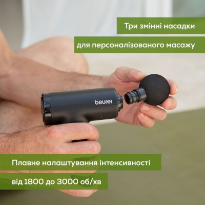 Масажер Beurer для тіла, літій- іонний акум., вага - 0,49кг, 3 насадки, чорний (MG_89)