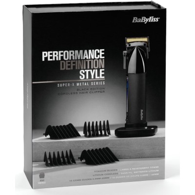 Машинка для стриження Babyliss Super-X Metal Series, акум., насадок-12, сталь з графітовим покриттям, чорно-сріблястий (E991E) Машинка для стриження Babyliss Super-X Metal Series, акум., насадок-12, сталь з графітовим покриттям, чорно-сріблястий (E991E)