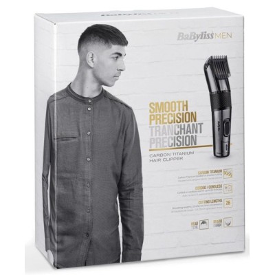 Машинка для стриження Babyliss, мережа+акум., вібраційний мотор, насадок-1, тример, кейс, титан.напил., чорний (E978E) Машинка для стриження Babyliss, мережа+акум., вібраційний мотор, насадок-1, тример, кейс, титан.напил., чорний (E978E)