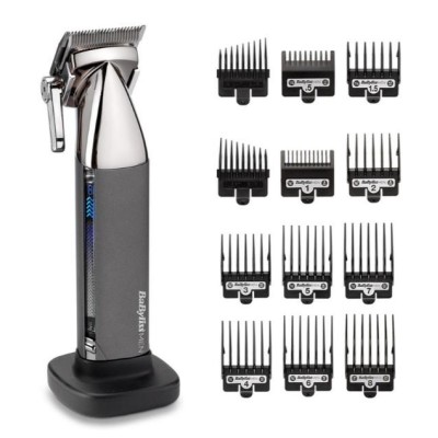Машинка для стриження Babyliss, мережа+акум., вібраційний мотор, насадок-10, кейс, чохол, гребінець у компл., сталь, сірий (E996 Машинка для стриження Babyliss, мережа+акум., вібраційний мотор, насадок-10, кейс, чохол, гребінець у компл., сталь, сірий (E996