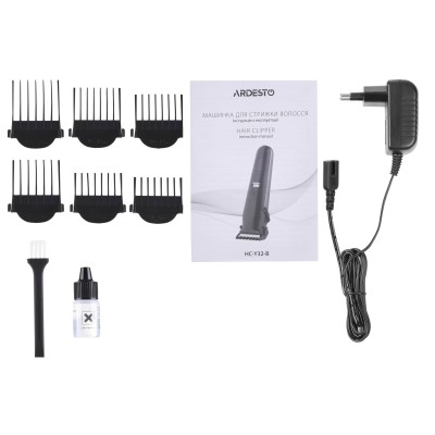 Машинка для стрижки Ardesto HC-Y32-B, мережа+акум., насадок-6, сталь+кераміка, чорний Машинка для стрижки Ardesto HC-Y32-B, мережа+акум., насадок-6, сталь+кераміка, чорний