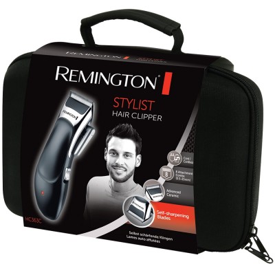 Машинка для стрижки Remington Stylist, мережа+акум., насадок-8, кейс,ножиці, гребінець в компл, кераміч.напилення, чорний (HC363 Машинка для стрижки Remington Stylist, мережа+акум., насадок-8, кейс,ножиці, гребінець в компл, кераміч.напилення, чорний (HC363