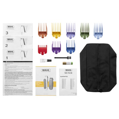 Машинка для стрижки WAHL ColorPro Combo, від мережі, вібраційний мотор, насадок-8, кейс, міні триммер у компл., сталь, біло-сині Машинка для стрижки WAHL ColorPro Combo, від мережі, вібраційний мотор, насадок-8, кейс, міні триммер у компл., сталь, біло-сині