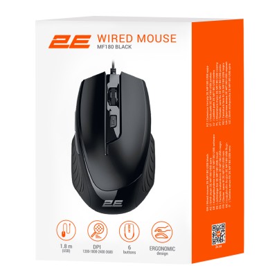 Миша 2E MF180, USB-A, чорний (2E-MF180UB) Миша 2E MF180, USB-A, чорний (2E-MF180UB)