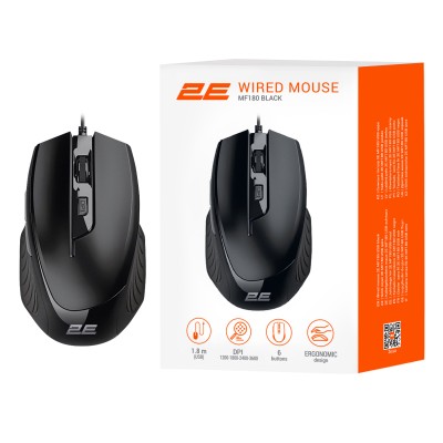 Миша 2E MF180, USB-A, чорний (2E-MF180UB) Миша 2E MF180, USB-A, чорний (2E-MF180UB)