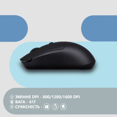Миша 2E MF218 Silent, WL/BT, чорний (2E-MF218WBK) Миша 2E MF218 Silent, WL/BT, чорний (2E-MF218WBK)